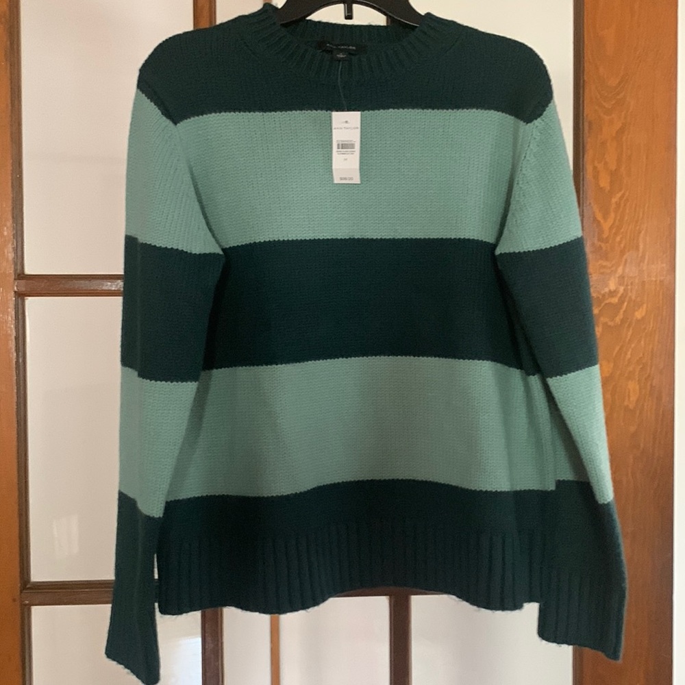 NWT Ann Taylor Green Stripe Sweater - Size M